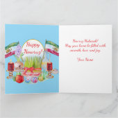 Happy Norooz Haft Sin with Lion and Sun Flags Kaart (Binnen)