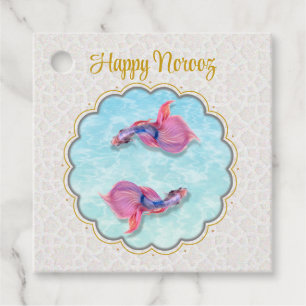 Happy Norooz Mubarak Fish Colorful Orient Pattern Bedankjes Labels