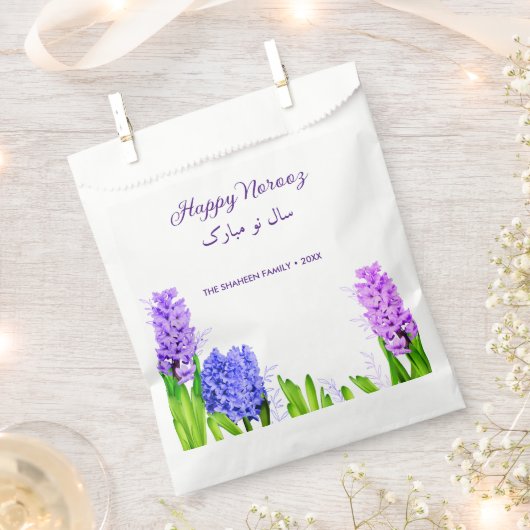 Happy Norooz Paars Blue Pink Hyacinth Flowers Bedankzakje (Geknipt)