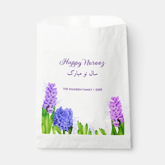 Happy Norooz Paars Blue Pink Hyacinth Flowers Bedankzakje (Voorkant)