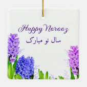 Happy Norooz Paars Blue Pink Hyacinth Flowers Keramisch Ornament (Achterkant)