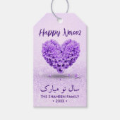 Happy Norooz Paars Lovely Hyacinth Heart Bouquet Cadeaulabel (Voorkant)