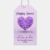 Happy Norooz Paars Lovely Hyacinth Heart Bouquet Cadeaulabel (Achterkant)