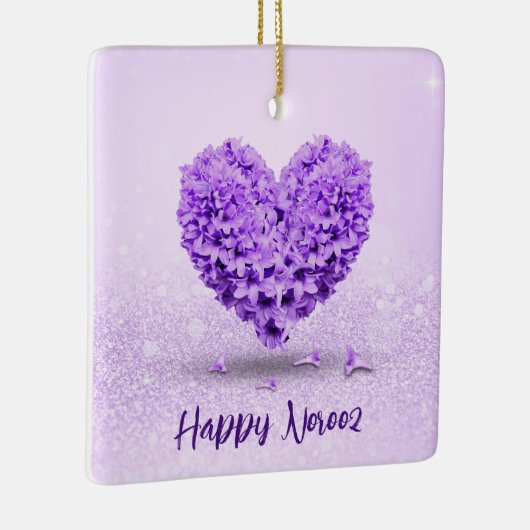 Happy Norooz Paarse Hyacinth Lovely Heart Bouquet Keramisch Ornament (Rechts)