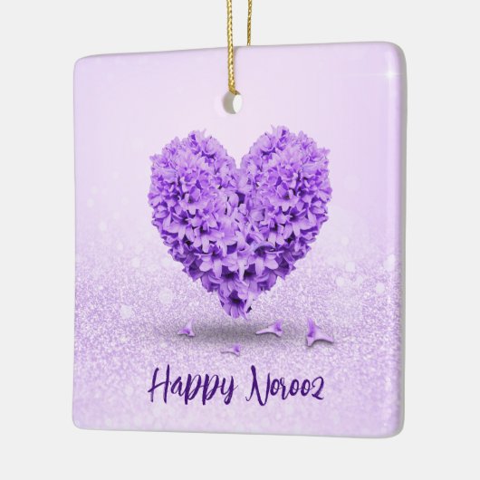 Happy Norooz Paarse Hyacinth Lovely Heart Bouquet Keramisch Ornament (Links)