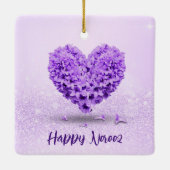 Happy Norooz Paarse Hyacinth Lovely Heart Bouquet Keramisch Ornament (Achterkant)