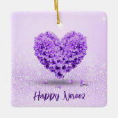 Happy Norooz Paarse Hyacinth Lovely Heart Bouquet Keramisch Ornament (Voorkant)