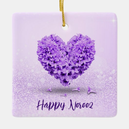 Happy Norooz Paarse Hyacinth Lovely Heart Bouquet Keramisch Ornament (Voorkant)