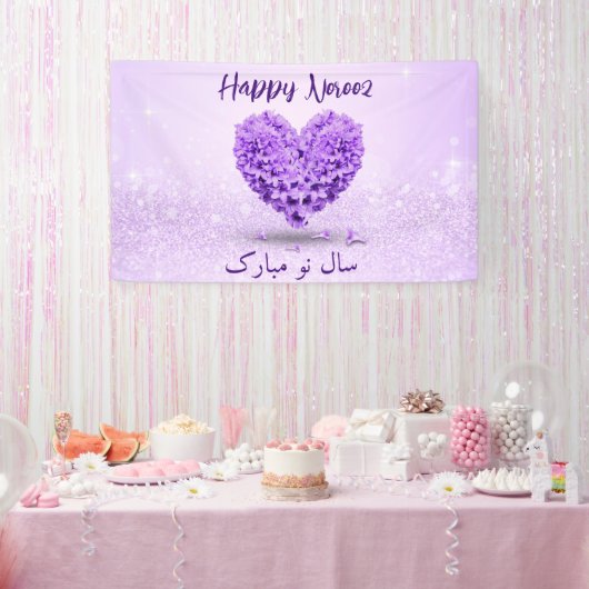 Happy Norooz Paarse Hyacinth Lovely Heart Bouquet Spandoek (Feest)