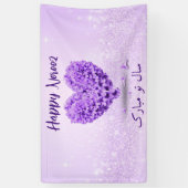 Happy Norooz Paarse Hyacinth Lovely Heart Bouquet Spandoek (Verticaal)