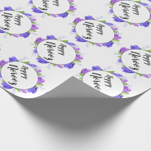 Happy Norooz Paarse Hyacinth Wreate Nieuwjaar Cadeaupapier (Hoek)