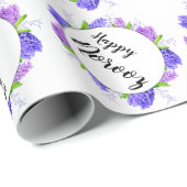 Happy Norooz Paarse Hyacinth Wreate Nieuwjaar Cadeaupapier (Rol Hoek)
