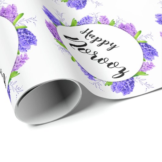 Happy Norooz Paarse Hyacinth Wreate Nieuwjaar Cadeaupapier (Rol Hoek)