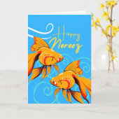 Happy Norooz Persian Nieuwjaar met Goldfish Pair Kaart (Gele Bloem)