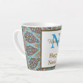 Happy Norooz Persian Nieuwjaar Monogram Initiaal Latte Mok (Linkerhoek)