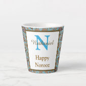 Happy Norooz Persian Nieuwjaar Monogram Initiaal Latte Mok (Voorkant)