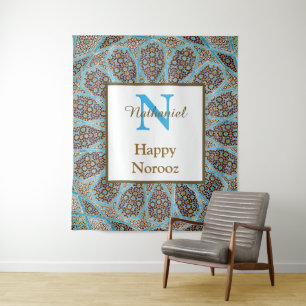 Happy Norooz Persian Nieuwjaar Monogram Initiaal Wandkleed