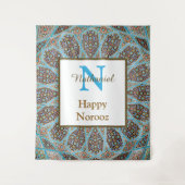 Happy Norooz Persian Nieuwjaar Monogram Initiaal Wandkleed (Voorkant)