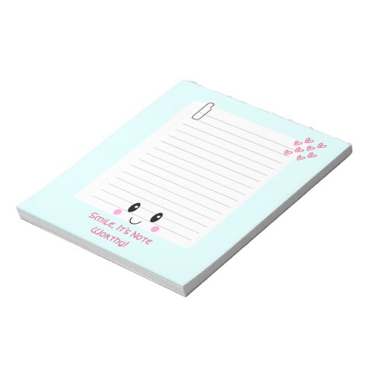 Happy Notes Blue: Kawaii Notitieblok (Linkerzijde)