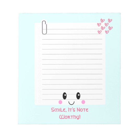 Happy Notes Blue: Kawaii Notitieblok (Voorkant)