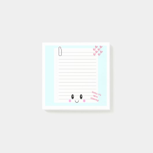 Happy Notes Blue: Kawaii Sticky Notes (Voorkant)