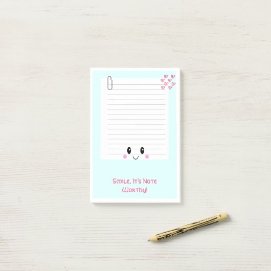 Happy Notes Blue: Kawaii Sticky Post-It-Notes (Op bureau)
