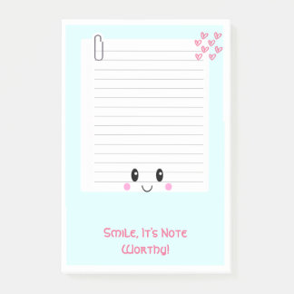 Happy Notes Blue: Kawaii Sticky Post-It-Notes