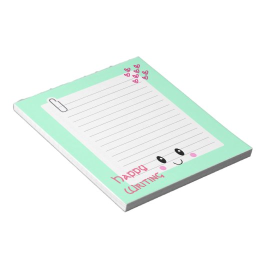 Happy Notes Green: Kawaii Notitieblok (Schuin)