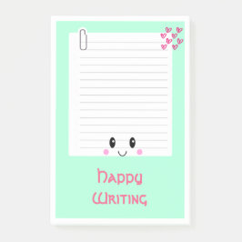 Happy Notes Green: Kawaii Post -It Notes