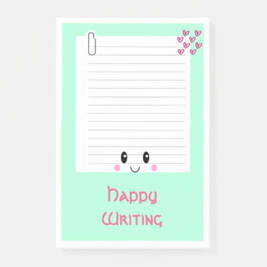 Happy Notes Green: Kawaii Post -It Notes (Voorkant)