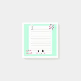 Happy Notes Green: Kawaii Sticky Notes