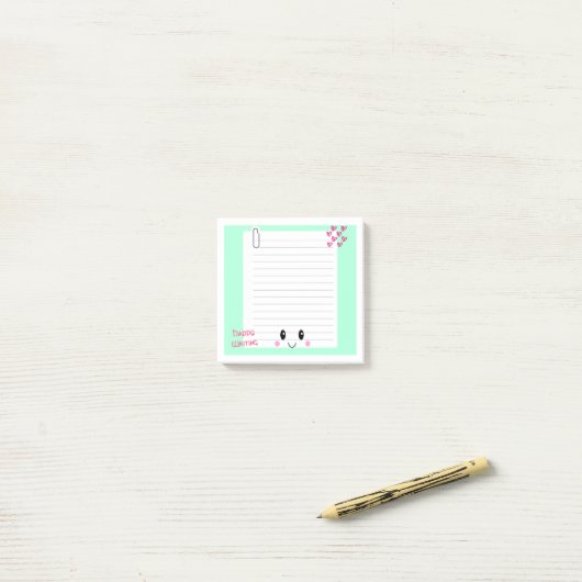 Happy Notes Green: Kawaii Sticky Notes (Op bureau)