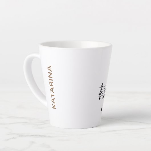 Happy Notes re Mi Latee Music Note Persoonlijk Latte Mok (Linkerhoek)