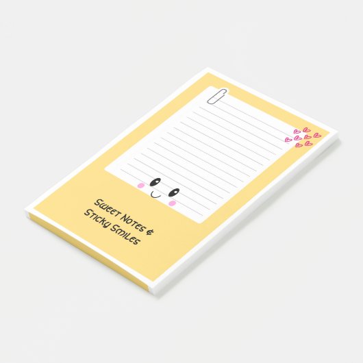 Happy Notes Sinaasappel: Kawaii Sticky Post -It No (Schuin)