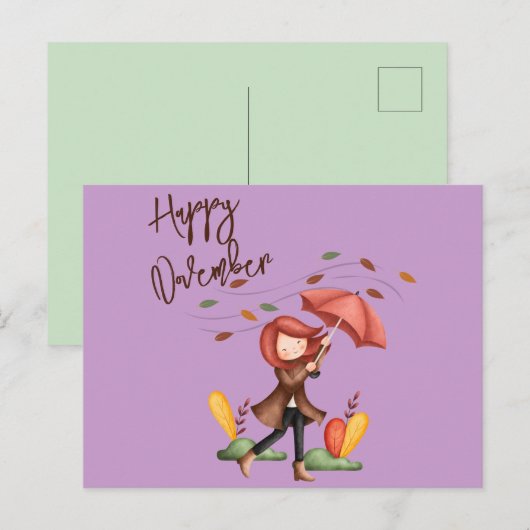 Happy November klantgerichte Briefkaart (Voorkant / Achterkant)