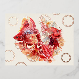 Happy Nowruz Goldfish & Bubbles Folie Briefkaart