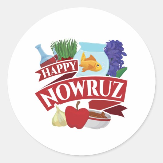 Happy Nowruz Persian Nieuwjaar Ronde Sticker (Voorkant)