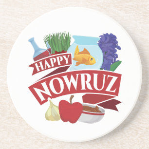 Happy Nowruz Persian Nieuwjaar Zandsteen Onderzetter