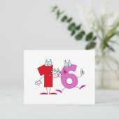 Happy Number 16 Briefkaart (Staand voorkant)
