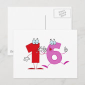 Happy Number 16 Briefkaart (Voorkant / Achterkant)