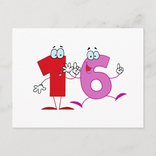 Happy Number 16 Briefkaart (Voorkant)