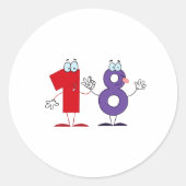 Happy Number 18 Ronde Sticker (Voorkant)