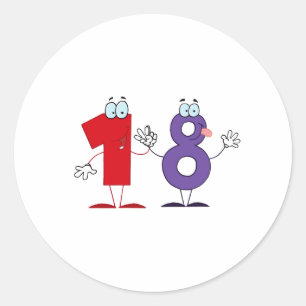 Happy Number 18 Ronde Sticker