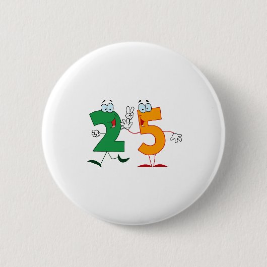 Happy Number 25 Ronde Button 5,7 Cm (Voorkant)