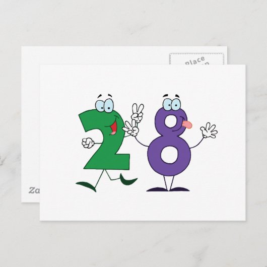 Happy Number 28 Briefkaart (Voorkant / Achterkant)