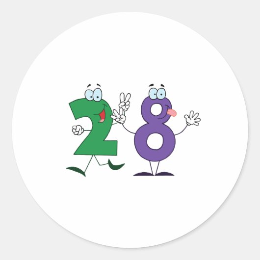 Happy Number 28 Ronde Sticker (Voorkant)