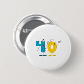 Happy Number 40 Ronde Button 5,7 Cm (Voorkant /achterkant)