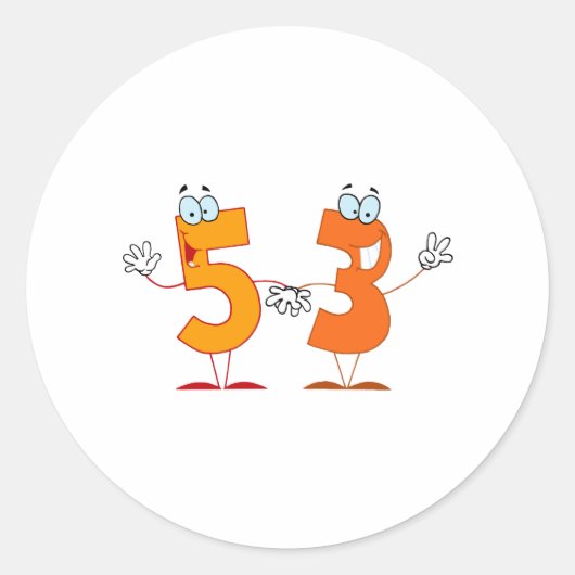 Happy Number 53 Ronde Sticker (Voorkant)
