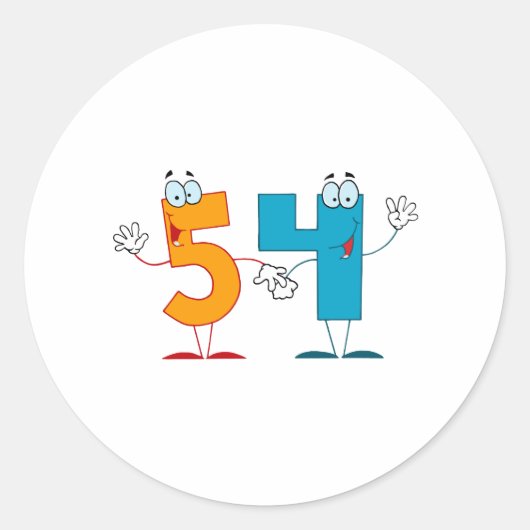 Happy Number 54 Ronde Sticker (Voorkant)