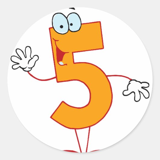 Happy Number 5 Ronde Sticker (Voorkant)
